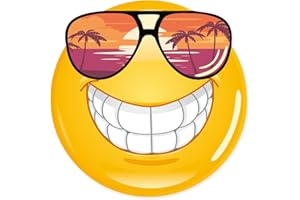‎YOUNIKAT Smile Aufkleber mit Sonnenbrille 15 cm UV-Schutzlaminiert Witterungsbeständig Auto Motorrad Wohnmobil Selbstklebend Sommer Frühling - Kfz749