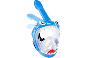 Zipoute Snorkel Full Face Snorkel Mask for Kids, Kids Snorkeling Set 180 Degree Panoramic View, Safe Anti-Leak Anti-Fog, Foldable Dry Top Snorkeling Gear for Kids Adult