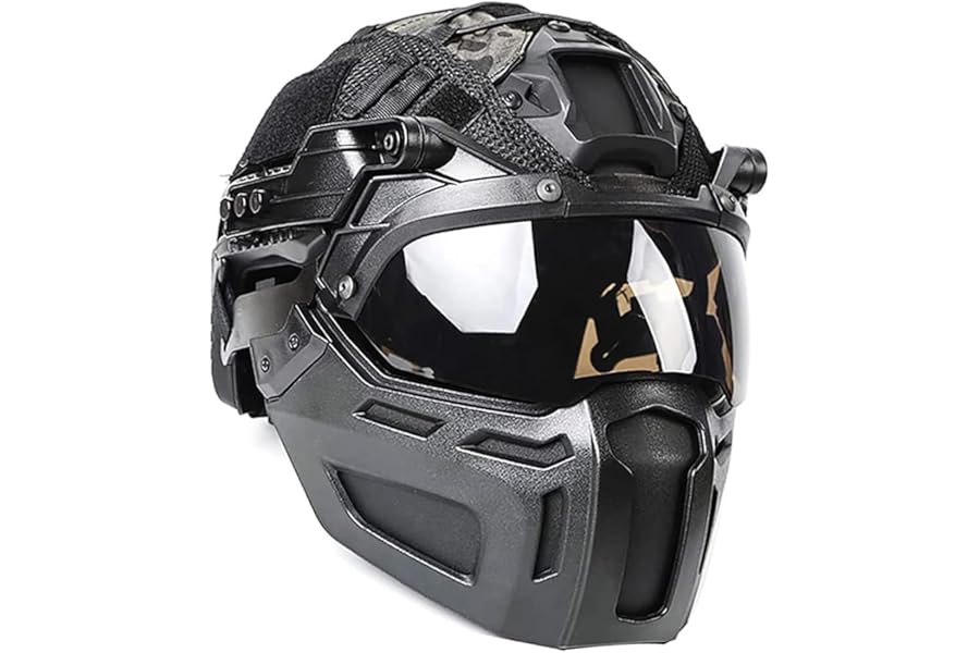 KBFLWBF Tactical FAST Helmet Set Adjustable Airsoft Helmet with Mask Helmets Cover and Goggles Lightweight Outdoor Tactical Gear for Paintball CS Hunting Airsoft Training A