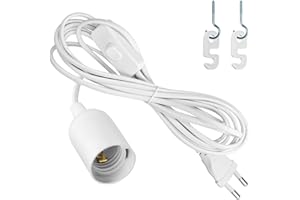ALFFREUDE Porte Lampe E27 Suspension 3,5m Douille E27 avec Fil Câble pour Lampe de Sel avec Câble D'alimentation Prise Changer blanc