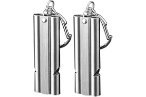 WANYI 2 packs Emergency Whistle Loud Double-Tube 120 db Emergency Survival Whistle Stainless Steel Safety Whistle with Keychain for School Gym, Outdoor Camping, Hiking