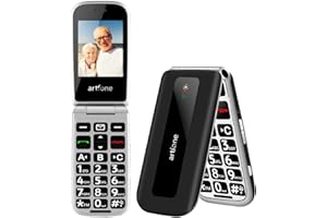 artfone F20 GSM Téléphone Portable Senior Clapet Débloqué丨Téléphone Portable Senior à Clapet丨Grandes Touches丨Bouton SOS丨écran de 2.4" 丨Batterie 1300 mAh丨Radio FM丨Appel Rapide丨double Carte SIM - Noir