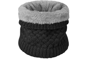 Yuson Girl Hiver Col Écharpe Chauffant Tour De Cou Tricoté Avec Doublé Polaire Chaud Cache-Col Épais Foulard Tube Écharpe Ronde Pour Femme Homme