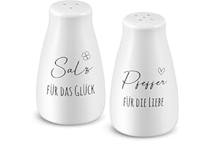 Geiserailie Salz- und Pfefferstreuer Hochzeitsgeschenk Set mit Salz und Pfeffer Aufkleber Hochzeit Geschenkideen für Brautpaar Einzugsgeschenke Einweihungsgeschenke für Wohnung Haus(Elegant Stil)