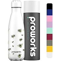 PROWORKS Bouteille d'eau Isotherme, sans BPA, Gourde INOX Reutilisable pour Maintien Chaud de 12 Heures & du Froid Jusqu’à 24