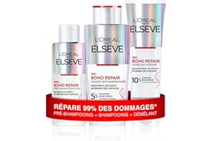 L'OREAL PARIS L'Oréal Paris - Routine Capillaire Réparatrice pour Cheveux Abîmés & Sur-Sollicités - Pré-Shampooing + Shampooing + Démêlant - Complexe à l'Acide Citrique - Elseve Pro Bond Repair - 3 Produits