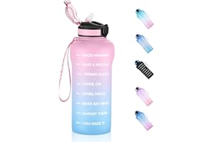 ETDW 2L Borraccia Sportiva con Cannuccia e Indicatore del Tempo Motivazionale, 2 Litro Riutilizzabile Bottiglia d'acqua Adatto per Palestra, Yoga, Corsa, Bicicletta, Campeggio BLU ROSA