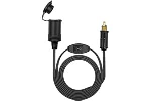 Giantdeer 90cm Spina DIN Maschio Europeo Adattatore Accendisigari 12V con Interruttore ON/OFF, Cavo di Prolunga Adattatore da Spina DIN Presa Accendisigari 12V, 18AWG per 12V Auto/Camper/Moto/Barca