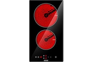 Empava Ceramic Hob, 2 Ring Electric Hob, Cooktop, Halogen Hob, Electric Hob Cooker 3000W, Touch Controls, 9 Power Levels