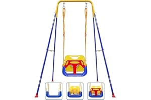 G TALECO GEAR Babyschaukel, 3-in-1-Babyschaukel für drinnen und draußen mit Gestell, Kinderschaukel mit Metallständer, Kinderschaukel für draußen, geeignet für Kinder von 6 Monaten bis 10 Jahren