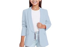 Hundakvy Girls' Blazers Suit Long Sleeve Top Girls Jackets Formal Suit Jacket Open Front for Kids Blazer Lapel Jacket Casual School Party Festival Prom Blazer Jackets Outerwear