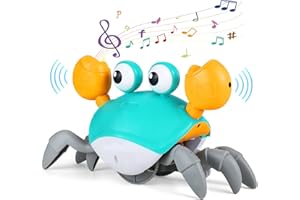TOKIDARING Crawling Crab Toys with Music and Light Baby Toys Sensory Toys with Automatically Avoid Obstacles Baby Musical Toys for 3 Year Old Boy Girl