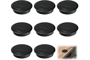 COYUN 6 Piezas Pasacables Escritorio, 60 mm Cubierta de Orificio de Cable, Cable Ojales Escritorio Computadora, Cables Mesa Pasacables Redondos, Plástico Tapa Redondo Escritorio Mesa Mueble, Negro