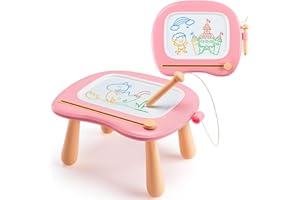WINSTICO Maltafel Zaubertafel Spielzeug ab 1 jahr Mädchen, bunte Magnetische Zeichentafel mit 4 Beine, pädagogische Spielzeug für Junge Kleinkind 1 2 3 4 5 Jahre, Zeichenbrett Lernspielzeug Geschenk (Rosa)