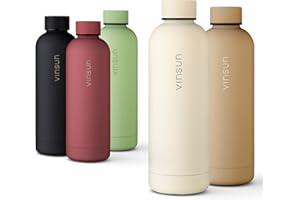 Vinsun butelka termiczna 500ml kremowy biały - szczelna, do wody gazowanej, bez BPA, stal nierdzewna - termos na wodę, herbatę lub kawę - dla dzieci i dorosłych