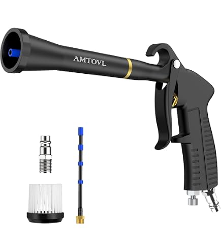 Pistola De Aire AMTOVL Para Compresores (0.6-0.8 Bar) - Kit Completo Con Manguera Y Cepillo Para Limpieza De Autos