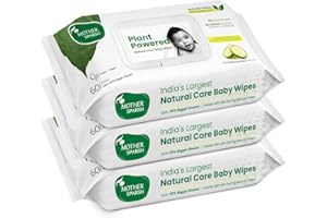 Mother Sparsh Natural Care Baby Wet Wipes with Lid|100% Plant Made Fabric From Forest Land|Fresh+Cleanse(with Cucumber)Plant Powered Wet Wipes For Baby,Cotton Cloth Like Bigger Sheets|60 Pc(Pack of 3)