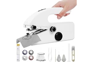 VxoDhuuo Handheld Sewing Machine, Mini Sewing Machine, Dual Electric Power Mode, Easy to Use, Portable Sewing Machines Kits for Beginners, Easy Sewing of Clothes and Fabrics, Suitable for DIY (White)