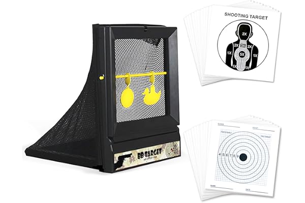 ATFLBOX Cible Pare-balles Comprenant Une Cible pendulaire avec 50 cibles en Papier