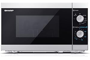 Sharp Mikrowelle YC-MG01E-S mit Grill 20L, Silber, 800W Mikrowelle, 1000W Grill, Manuelle Steuerung