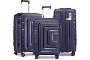 Sea choice Set di valigie 3 pezzi 51×31×76cm leggere bagagli espandibili con 8 ruote girevoli trolley da viaggio 100L in polipropilene resistente con serratura TSA