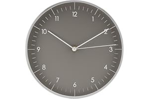 LUUK LIFESTYLE Moderno Reloj de Pared de Cuarzo con segundero, sin tictac, números arábigos, Sencilla decoración escandinava, Regalo para mudanza, salón, Cocina, Pasillo, Dormitorio, Gris