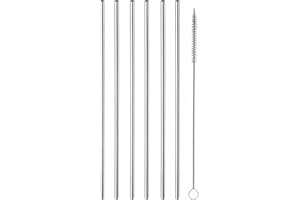 Pintinox Set 6 Cannucce in Acciaio Inossidabile con Spazzolino lunghezza 24 cm, diametro 5 mm
