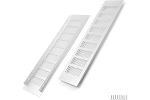 WJUAN Lot de 2 grilles d'aération en aluminium 400x100 mm argentées rectangulaires - Grilles d'aération pour placards, chambres à coucher et portes