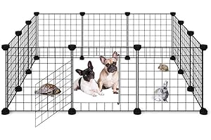 ALLISANDRO Recinto per Cucciolo Coniglio Porcellino d'India con Porta [40x35cm X12 Pannelli] Box per Coniglietto Gabbia per Piccoli Animali Recinzione Interna Portatile Cortile