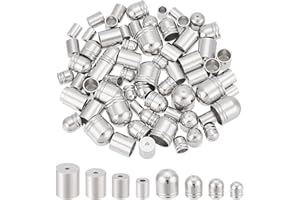 UNICRAFTALE 80 STK 2 Stile 8 Größen 304 Edelstahl Kordelenden Metall Endkappen Säulen Kordel Endkappen Leder Kordel Enden Terminatoren Schmuck Endspitze Perlenkappen Für DIY Armbänder Ohrringe