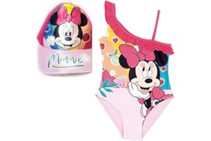 REQUETEGUAY URBAN RU Bañador Minnie Mouse Disney para Playa o Piscina + Gorra Disney para Niñas | Pack de Bañador y Gorra Minnie Mouse Disney | Bañador Disney Minnie Mouse y Gorra Ajustable