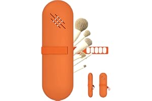 Veki Soporte de Cepillo de Maquillaje de Viaje, Estuche de Silicona para Brochas Cosméticas con Correa de Nylon Pequeño Neceser de Silicona para Pinceles de Maquillaje para Mujeres Niñas (Naranja)