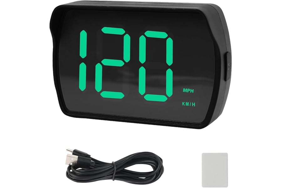 FunWorth GPS Speedometer for Car, Digital HUD Heads Up Display with Large LED Screen, Real-Time MPH/KMH Display, USB Plug and Play for Cars, Trucks and Motorcycles