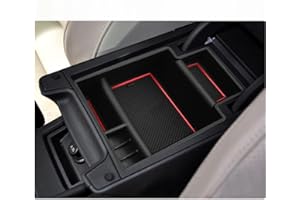 BIXUAN kompatibel mit Seat Leon MK3 Cupra 5F 2013-2019 Mittelkonsole Aufbewahrungsbox mit Rutschfester Matte Ablagefach zubehör,Armlehne Organizer Tray Mittelarmlehne Handschuhfach Rot