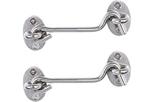 UXCELL sourcingmap 3 Inch Cabin Hook Eye Latch, Privacy Hooks with Screws Lock Plating for Gate Shutters Window Sliding Barn Shed Door, 2pcs