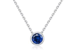 Qings Birthstone Collana in Argento 925 Donna, Collane Pendente Donna Strass Regalo di Compleanno