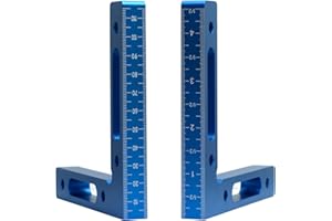 NICAVKIT 2-częściowy zacisk kątowy 90 stopni, kąt 90 stopni, 12 x 12 cm, stop aluminium, kątownik kątowy typu L, zaciski kątowe, obróbka drewna, narzędzie stolarskie, z pudełkiem do przechowywania