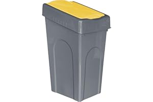 FINE STAR Plastic 50L Litre Kitchen Home Recycle Recycling Bin Office Rubbish Trash Waste Dustbin With Lid (Yellow)