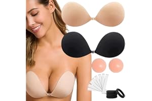 NovaLift 2 Pack Invisible Sticky Adhesive Bra Tape Strapless Reusable Push Up Backless Tape,Hair Bands,Nipple Covers, Seamless Stick On Bra