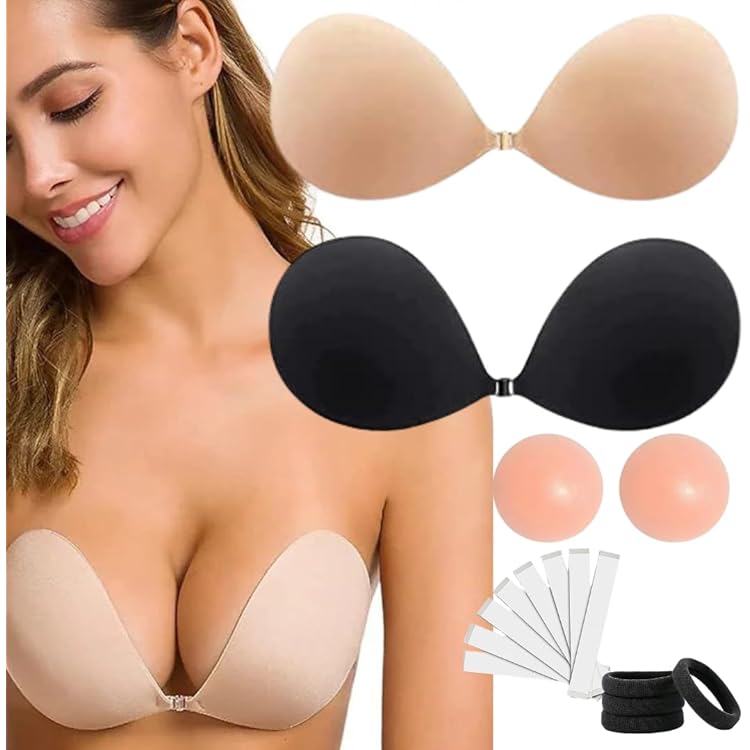 2pcs Adhesive 3CM Thickness Ph Up Bra, Backless Strapless Bra Dress Invisible Bra Reusable Breast Enlargement Bra P 87597030 - View #10