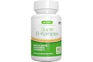 ‎IGENNUS HEALTHCARE NUTRITION Vitamin B Komplex - Hochabsorbierbare, methylierte B Vitamine mit Folat, B6, B1 & B12 - alle 8 in bioaktiven Formen plus Vitamin C, Depotwirkung, vegan, 60 Tabletten, von Igennus