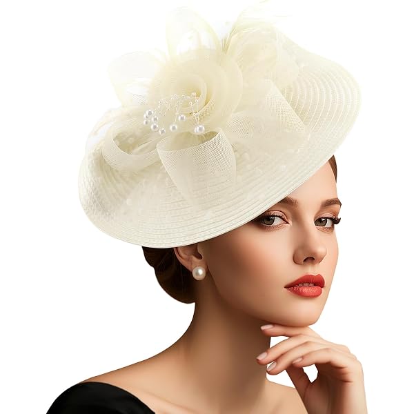 Cappello Elegante Da Donna In Organza A Tesa Larga, Fascinator Per Matrimoni E Derby, Traspirante Con Fiore, Regolabile, Taglia Unica (57 Cm), Perfetto Per Chiesa E Tea Party - 4