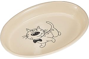 Nobby 73637 Ceramic Cat Bowl Oval 17 x 11 x 2.5 cm Cream/Beige