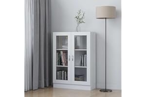 prissent Vitrina de Madera Contrachapada Blanco 82,5x30,5x115 cm Vitrina Cristal Armario Madera Vitrina Expositora Muebles de Salon Estanteria Madera Armario Multiusos Vitrinas para Salon