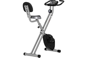 HOMCOM Vélo d'appartement pliable - Collaboration Aosom.fr x FFHandball - 8 niveaux de résistance magnétique avec dossier selle réglable écran LCD multifonction capteur fréquence cardiaque