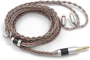 TRIPOWIN C8 8-Core Silver Copper Foil Braided Earphone Upgrade Cable, Tinsel Silver Copper Wire for KZ ZS10 PRO AS10 ZS10 ZS6 ES4 ZST ZSR ED16 TRN V80(3.5mm Plug, 2 pin 0.78mm Connector)