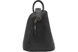 Lloyd Baker London - BHIWANI Genuine Leather Backpack, Daypack Crossbody Shoulder Bag, Small Leather Backpack with Front and Back Zipped Pockets.