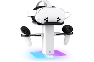Mcbazel RGB-laddningsdock Kompatibel med Quest 3S/Quest 3/Quest 2, Vertikal laddningsstativ med LED-ljus, Halkfritt underlag, Laddningsstation för Quest 3/3S