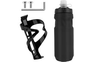 AOOSA Portabidones de Bicicleta, Soporte Bicicleta con Botella de Agua de Deportes 750ml, Libre de BPA, para Bicicletas de montaña y de Carretera con Tornillos, portabidón Esencial para Montar, Negro