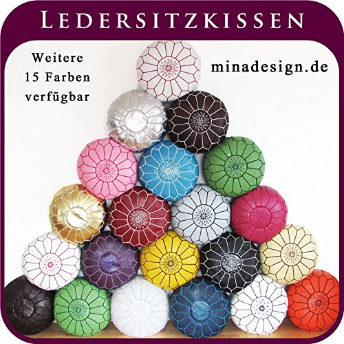 ALMADIH Leder Sitzkissen braun Vintage aus echtem Ziegenleder - 100 % Handarbeit - Pouf Sitzhocker Ottoman orientalische marokkanische Lederkissen Ledersitzkissen Bodenkissen Lederhocker Sitzsack Pouffe Kissen (braun Vintage) - 